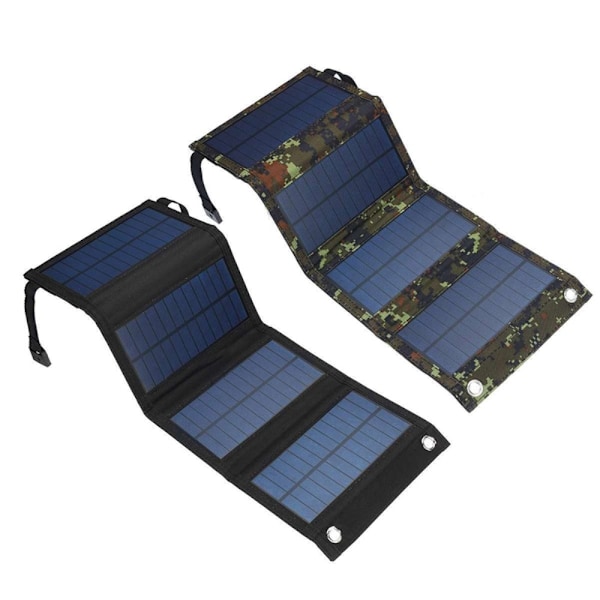 20W Vikbar Solpanel Bärbar Kraftstation Generator USB-laddare Svart