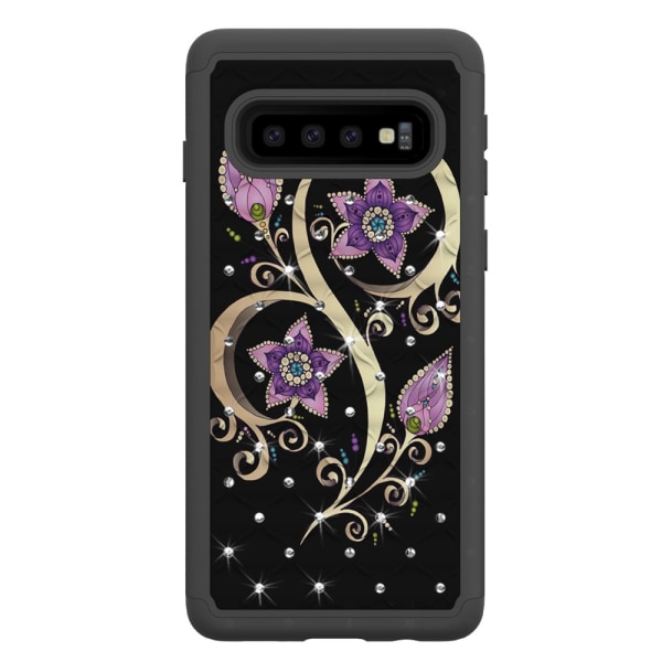 Samsung Galaxy S10 TPU-Skal Armor Extra Tåligt - Vivid Flower Svart