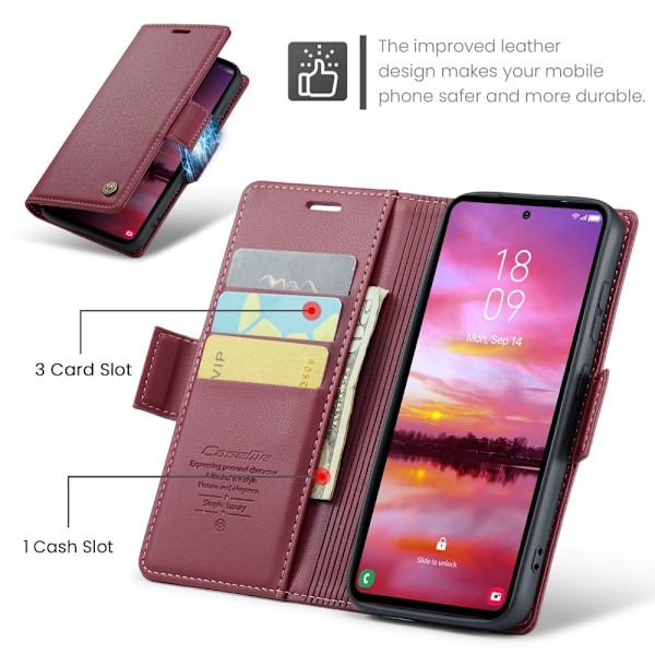 CASEME Retro Pung Taske til Samsung Galaxy S25 Red