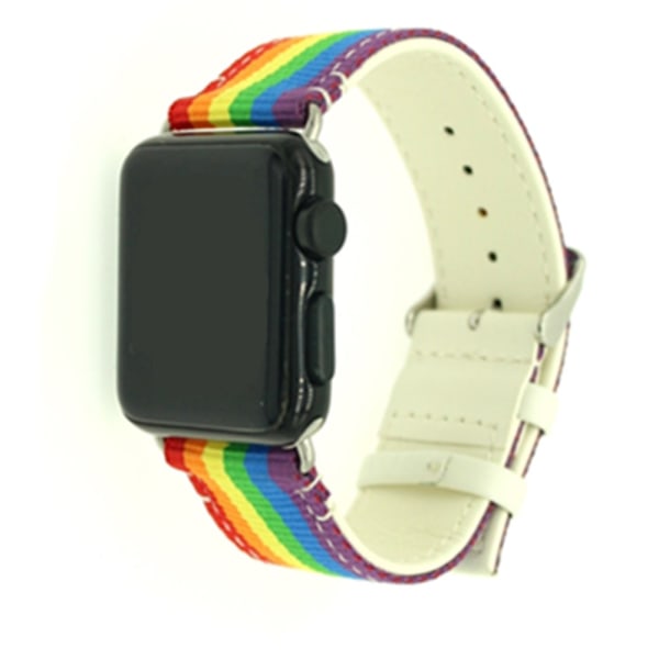Nylon Sports Watchband for Apple Watch Series 3/2/1 38mm - Pride Multicolor