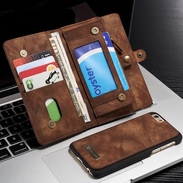 CASEME iPhone 6s 6 Retro Split Lommebok - cover i Lær - Kaffe Brown