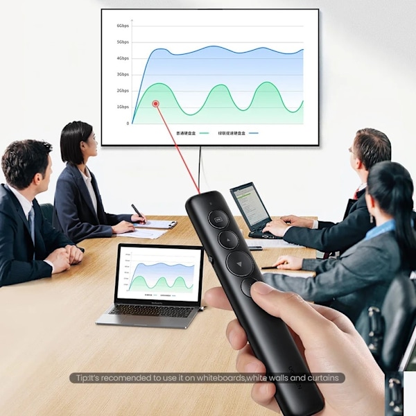 Wireless Presenter Genopladelig multifunktionsfjernbetjening laserpointer Black