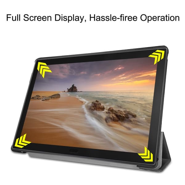 Tri - fold Stand Kansi - Lenovo Tab E10 - Musta Black