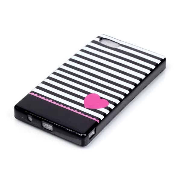 TPU - cover Z5 Compact - Striper og rosa hjerte Multicolor