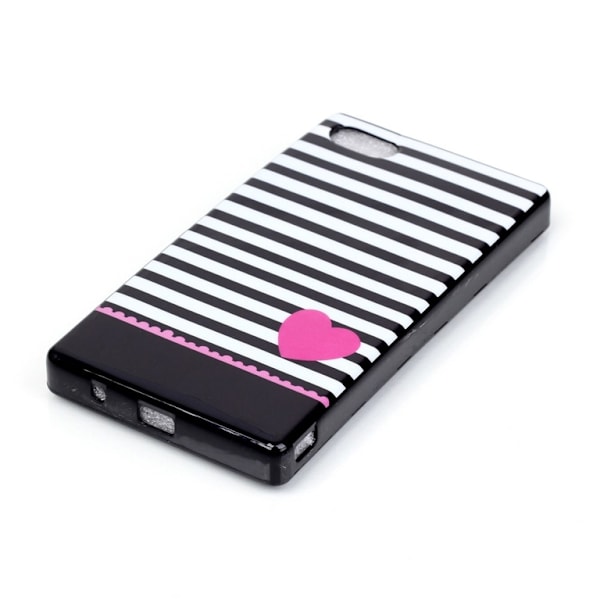 TPU Skal Z5 Compact - Stripes and Pink Heart multifärg