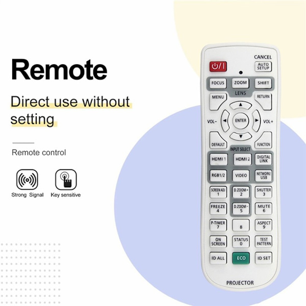 Fjernkontroll Erstatning N2QAYA000150 for Panasonic-projektor White