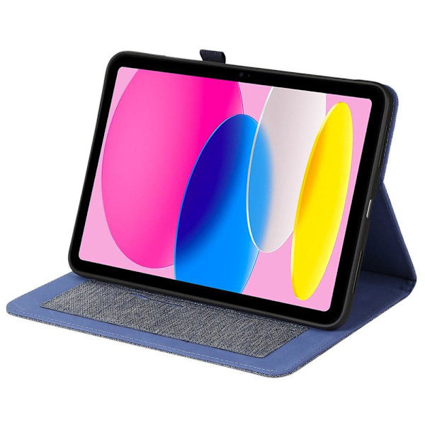 Apple iPad 10.9 2022 Vikbart fodral korthållare Tygtextur - Blå Blå