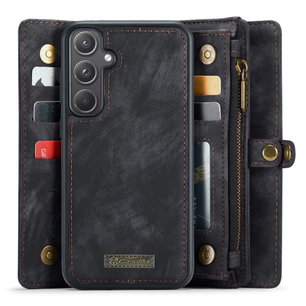 För Samsung Galaxy A55 5G Caseme Retro plånboksfodral - Svart Svart