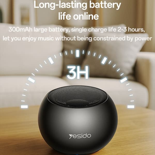 YESIDO Bærbar TWS Bluetooth-høyttaler Aluminiumslegering Mini Trådløs Lydenhet Black