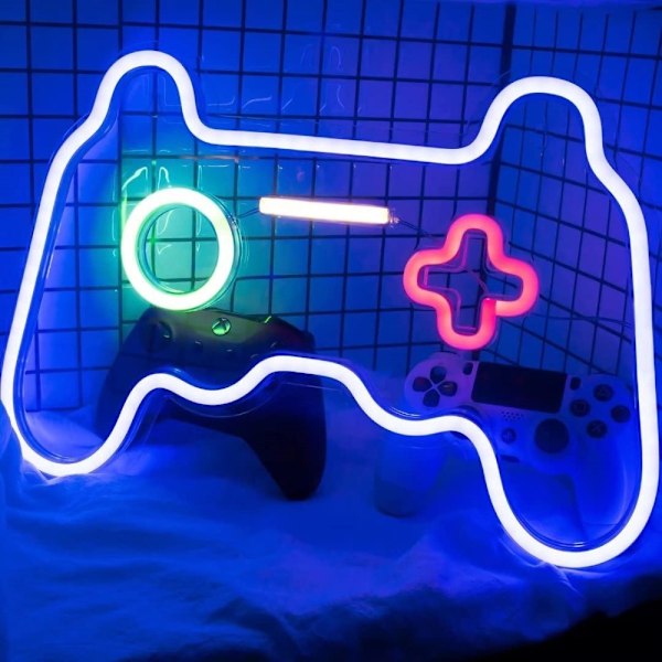 41x28cm Gamepad Design Gaming Neonlys Spillerum Vægdekoration LED Lampe White