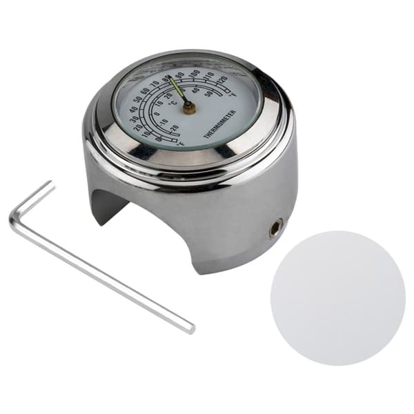 Termometer För Motorcykel 22-25.4mm Styre Lysande - Silver skal vit urtavla Silver