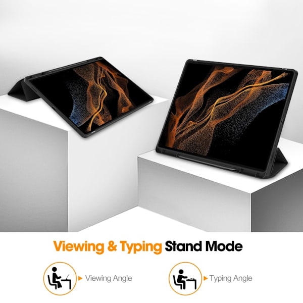 Tri - fold Stand Smart Case for Samsung Galaxy Tab S9 Ultra Black