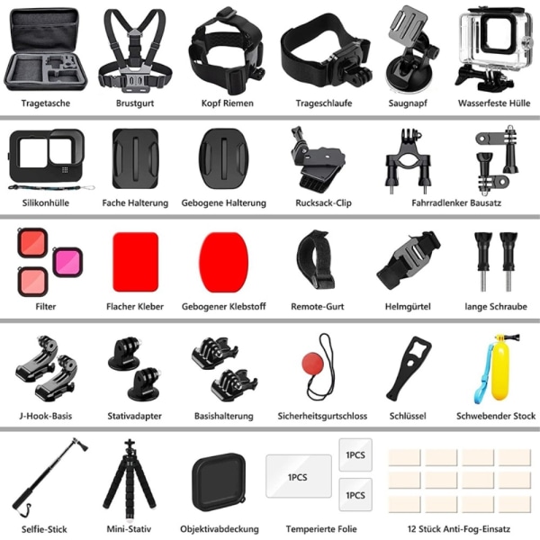 54-in-1 Accessories for GoPro Hero 12 11 10 9 Lots of good stuff Black