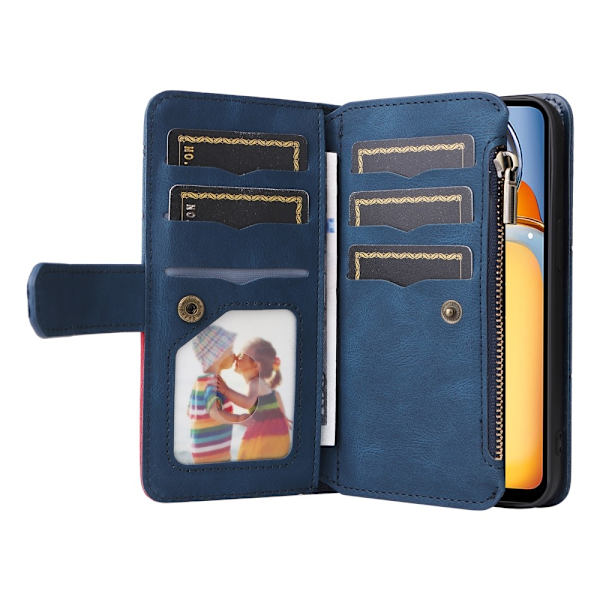 KT lompakkokotelo Xiaomi Redmi 13C:lle - Vihreä-punainen Blue