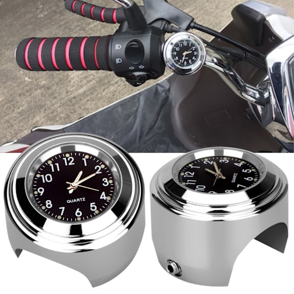 Analog klokke for motorsykkel, moped og sykkel Silver