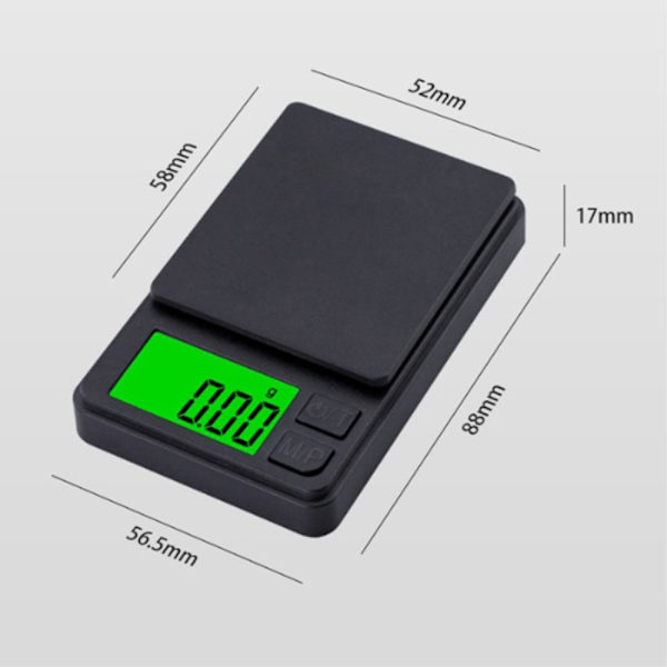 Digitalvekt Mini Kompakt Vekt 0,01 gram til 1000 gram Black