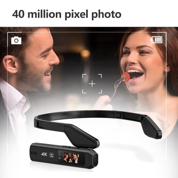 Videokamera Actionkamera Förstapersonsperspektiv 4K Huvudmonterad IPS-skärm Svart