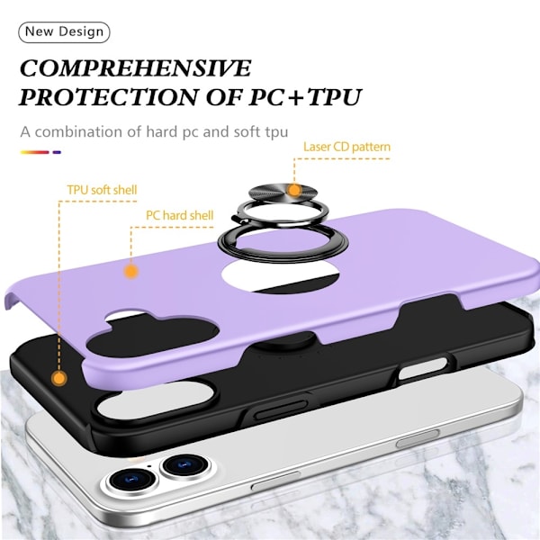 For iPhone 17 Hybrid-deksel med Fingerring Purple