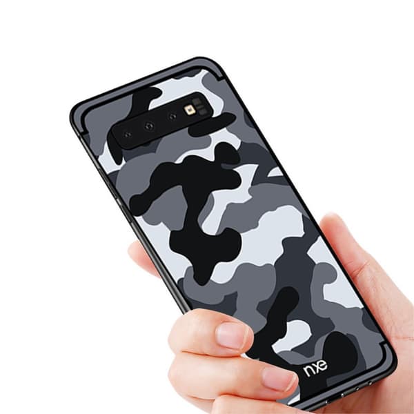 NXE Camouflage Pattern TPU Mobile Phone Suojakuori Samsung Galaxy S10 Plus - Harmaa Grey