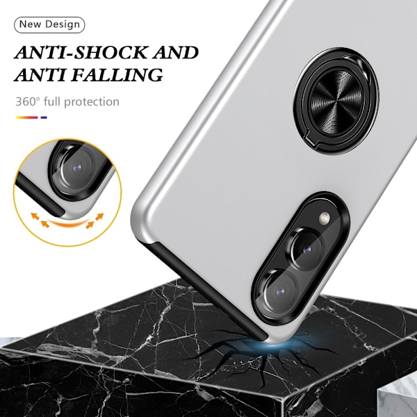Til Samsung Galaxy S25 Edge Hybrid Deksel Med Fingerring Silver