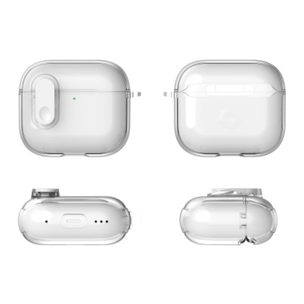 För AirPods 4 hörlurar Fodral Snap Switch Ice Crystal Clear Skal - Transparent Rosa Rosa