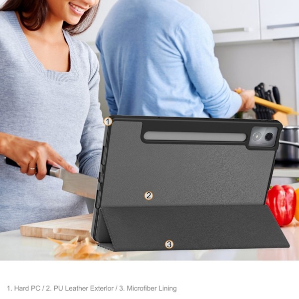 För Lenovo Idea Tab Pro Fodral Tri-Fold Stativ Skal med pennhållare - Grå grå