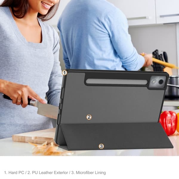 Lenovo Idea Tab Pro Case Tri-Fold jalustan suojus kynätelineellä - Harmaa Grey