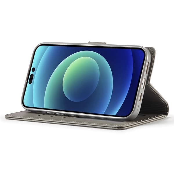 LC.IMEEKE Wallet Stand Etui til iPhone 15 Pro Grey