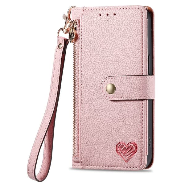 For iPhone Air Skal RFID-blockering Dragkedjeficka Plånboksfodral med Rem - Rosa Rosa