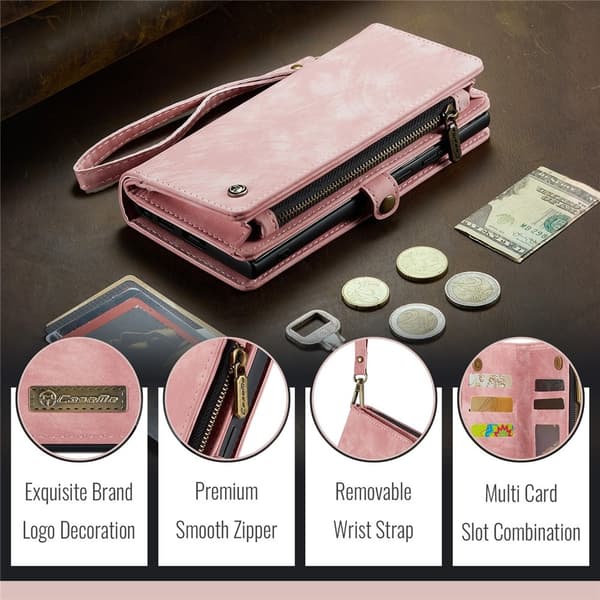 Til iPhone 17e og iPhone 16e Mobildeksel CASEME Avtakbar Lommebok med Stropp Pink