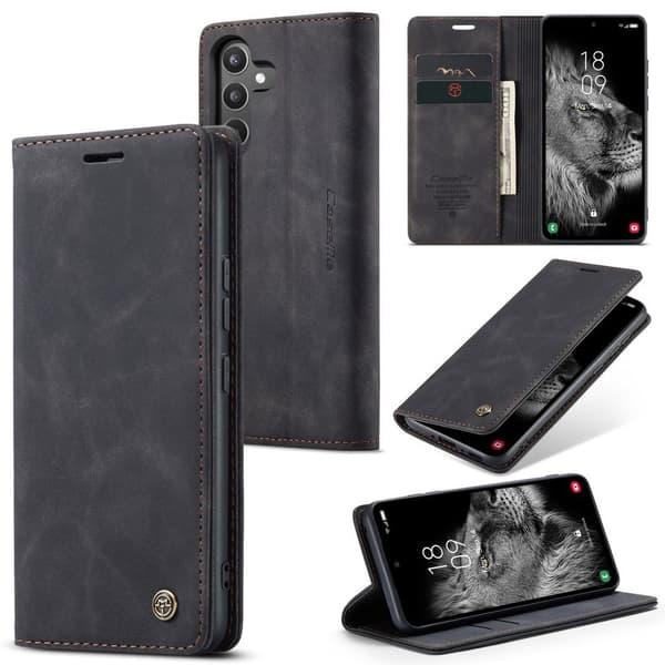 CASEME Retro Lompakkokotelo Samsung Galaxy A34 - Musta Black