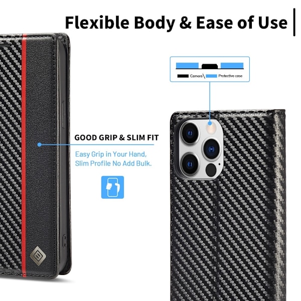 LC.IMEEKE Lommebokveske for iPhone 15 Pro Max - Svart Black