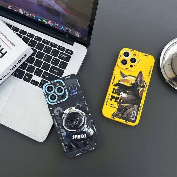 TPU telefon cover Cover til iPhone 15 Pro Cover Cat - Gul Yellow