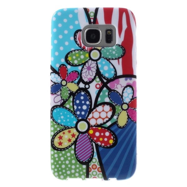 Samsung Galaxy S7 EDGE TPU skal - Lovely Colorful Flowers Transparent