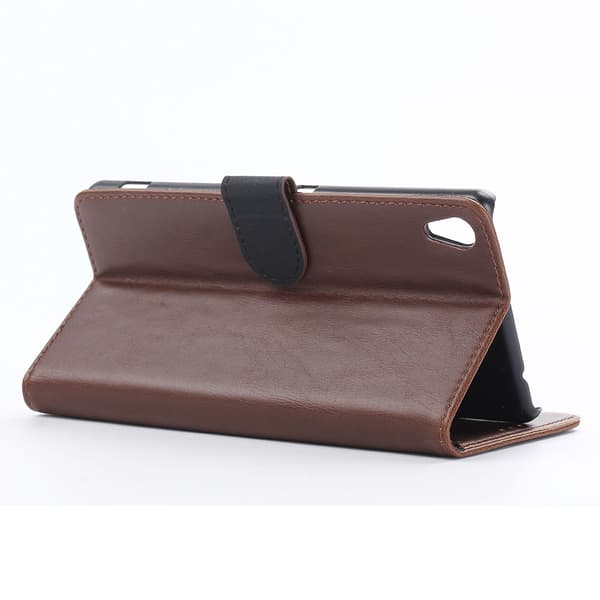 Retro Crazy Horse Leather Stand Shell - Sony Xperia XA Ultra - Coffee Dark brown