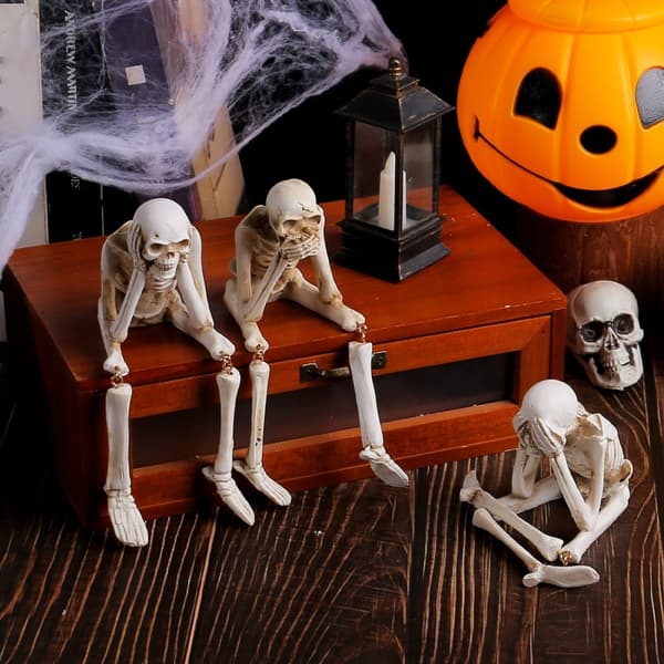 Halloween skelettfigur Spooky Skull Dekoration Fest Spökhus - Say No Evil Vit