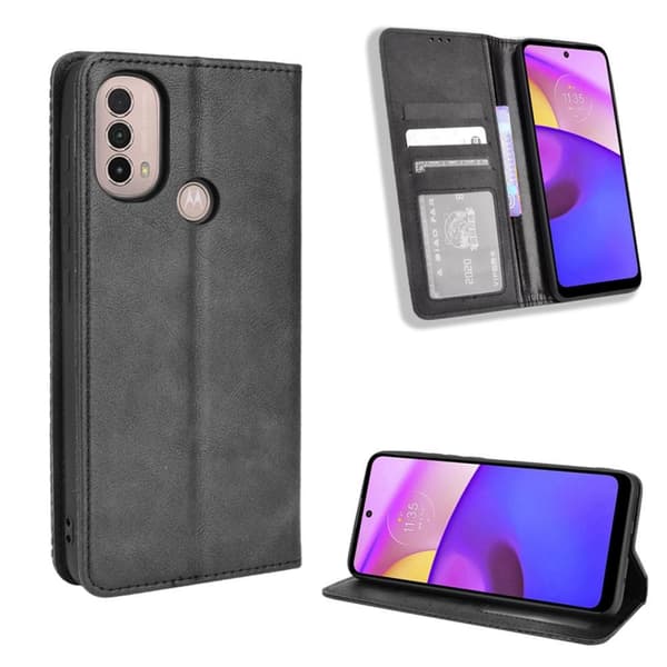 Lompakkoteline Käännettävä puhelinkotelo Motorola Moto E20/E30/E40 - musta Black