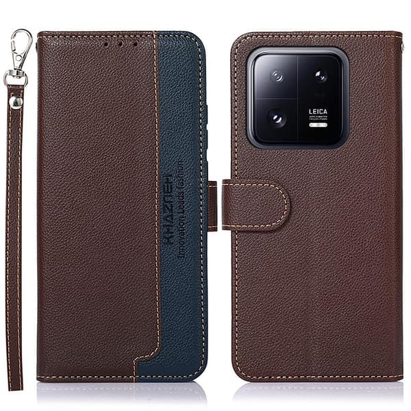 KHAZNEH Plånboksfodral till Xiaomi 13 - Brun/Blå Brun