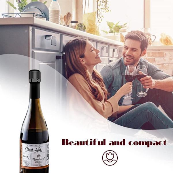 Wine Saver Fresh-Holding Lækagesikker rødvinflaskeforseglingshætteprop Black