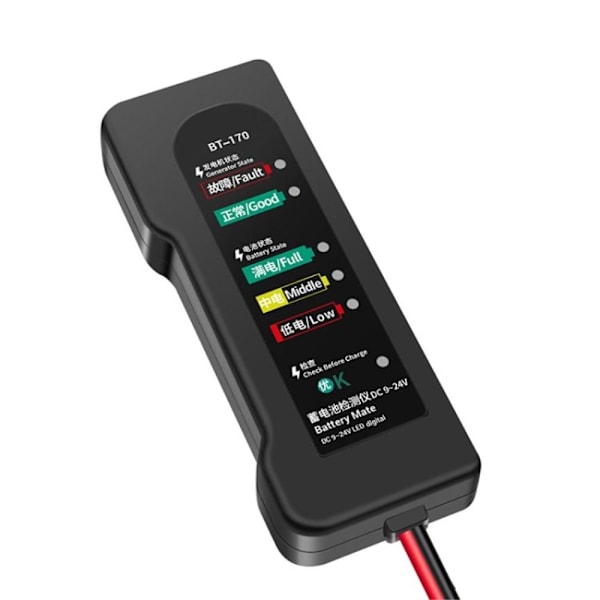 Batteritester 6-LED bilfejltester Batterikontrol Billastbil Motorcykel Black