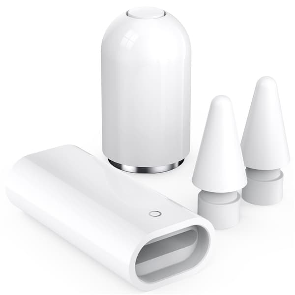 För A Pencil (1:a Gen) Magnetisk Laddningsadapter Set Spetsar + Hållare Vit