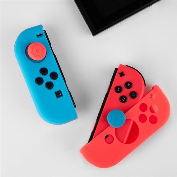 Silikonecover kompatibelt med Nintendo Switch + tommelfingergrebsbeskytter - Sort Black