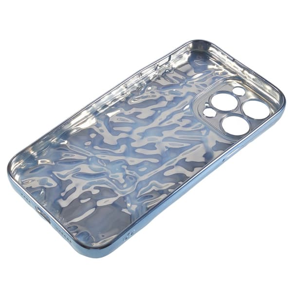 TPU-etui for iPhone 15 Pro med elektroplettering, rynket og ujevn overflate Blue