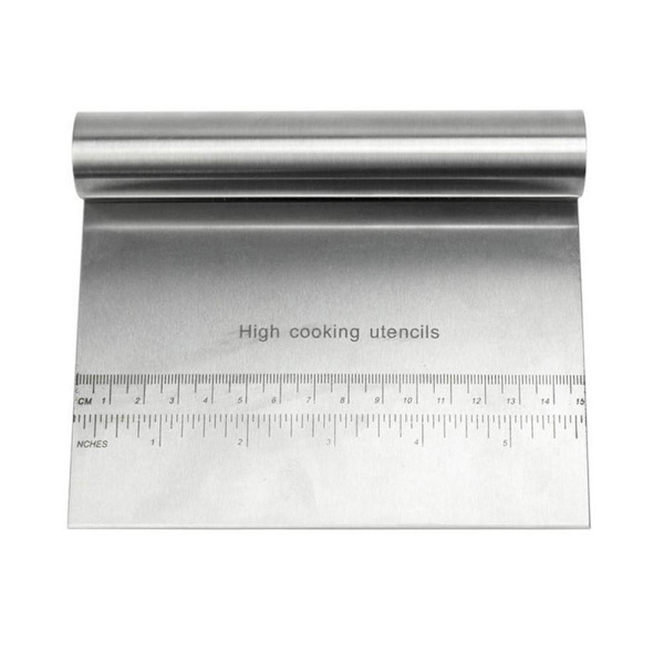 Deigskrape Rustfritt stål Slicer Pastry Pizzakutter med måleskala Silver chrome