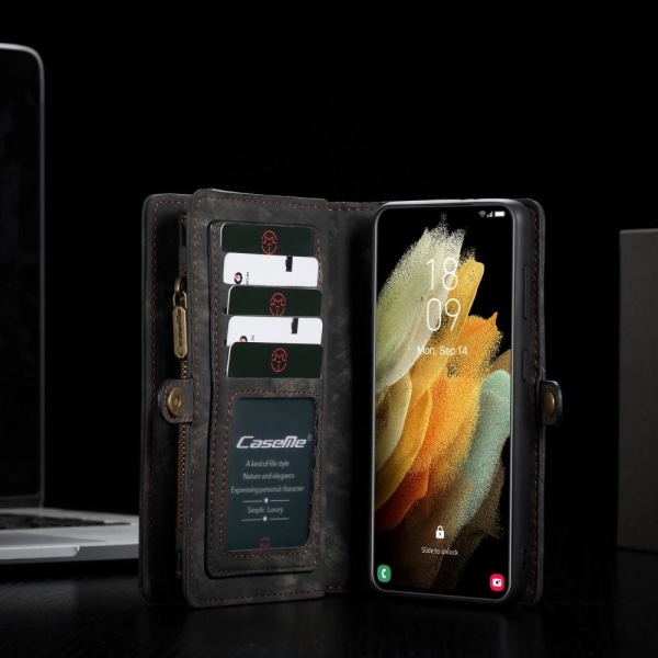 Samsung Galaxy S21+ (Plus) CASEME 2-in-1 irrotettava - harmaa/musta Black