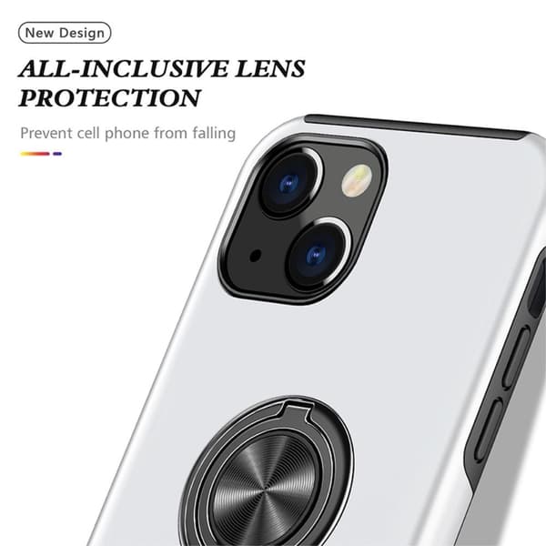 iPhone 14 Sormirengas Sivutuen Hybridikotelo - Hopea Silver