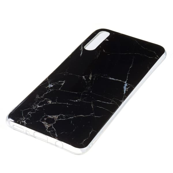 Marble Pattern IMD TPU Soft Back Suojakuori - Samsung Galaxy A70 - Style A Black