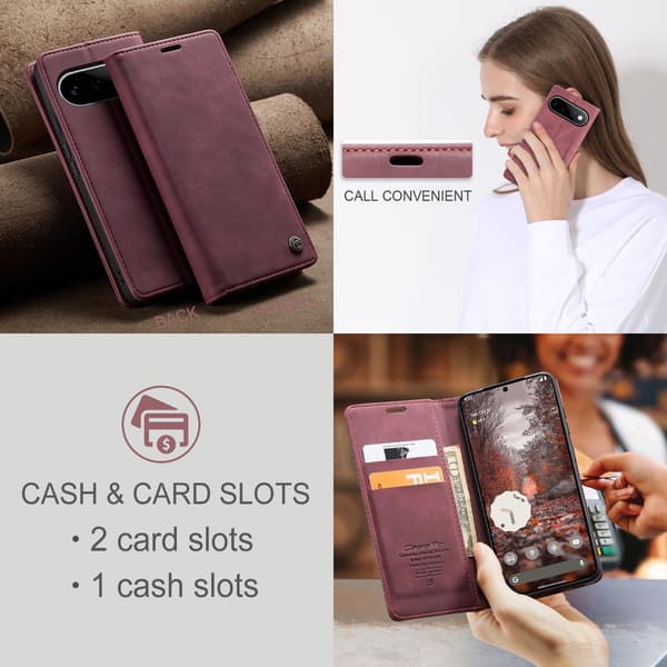 CASEME Plånboksfodral med stöd till Google Pixel 11 Pro och Google Pixel 11 Brun