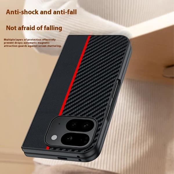 Telefondeksel for Google Pixel 10 Pro Fold Karbonfibertekstur Black