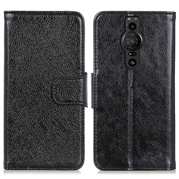 Textured Split Wallet Case to Sony Xperia Pro-I - Black Black